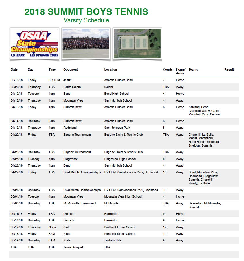 Summit Boys Tennis Info Central Oregon Athlete